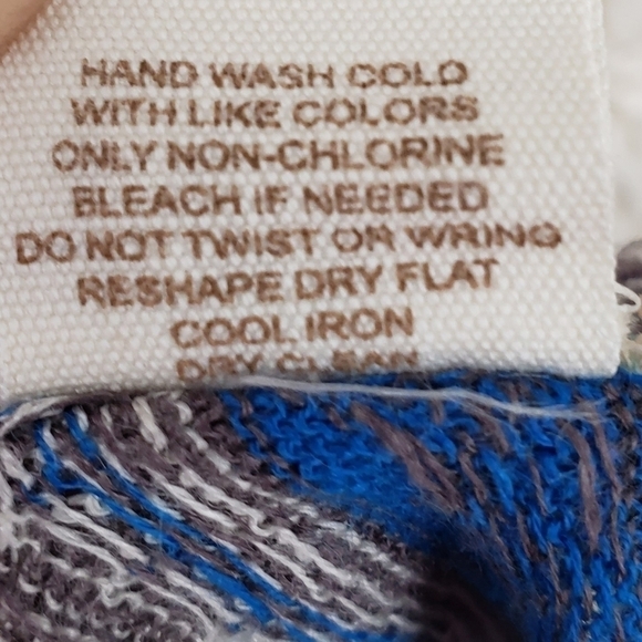 Free People Women US XS knit tank top blue brown turquoise bohemian print linen - Picture 7 of 9